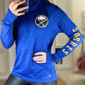Buffalo Sabres NHL '47 Brand Forward Shade 1/4 Zip Pullover Jacket Women L NWT